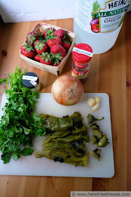 ingredients to make cantina style strawberry salsa