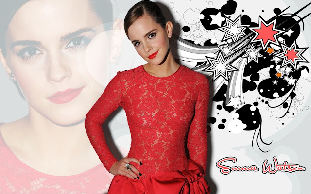 Emma-Watson-In-Red-Color-Dress