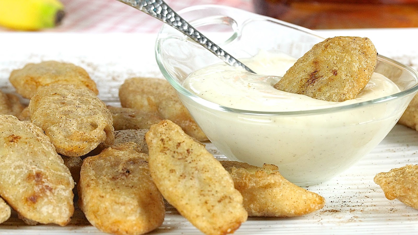 FRIED BANANAS WITH CINNAMON WHISKEY CREAM CHEESE DIP In Good Flavor