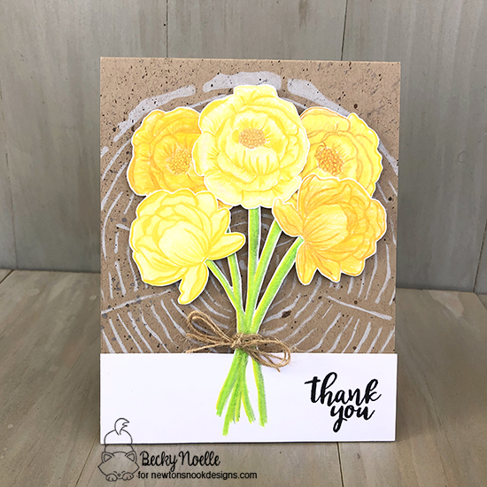 Thank you by Becky features Peony Blooms and Tree Rings by Newton's Nook Designs; #newtonsnook
