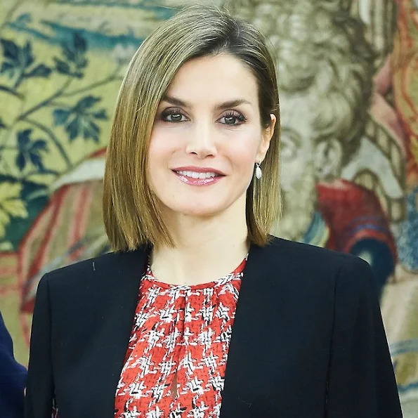 Queen Letizia attends an audience at Palacio de la Zarzuela