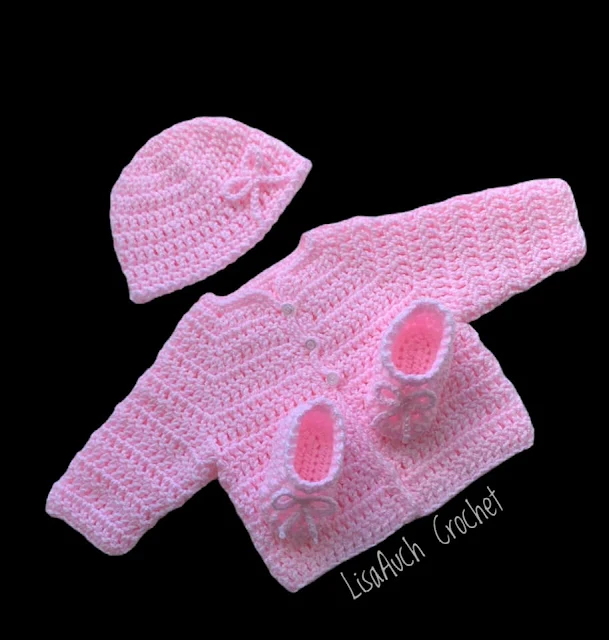 free crochet patterns baby sets cardigan hat booties