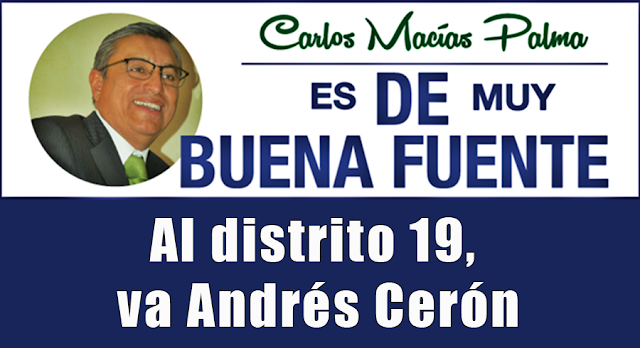 Al distrito 19, va Andrés Cerón