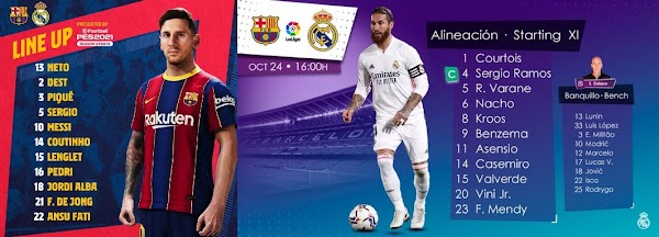 FC Barcelona - Real Madrid, alineaciones oficiales