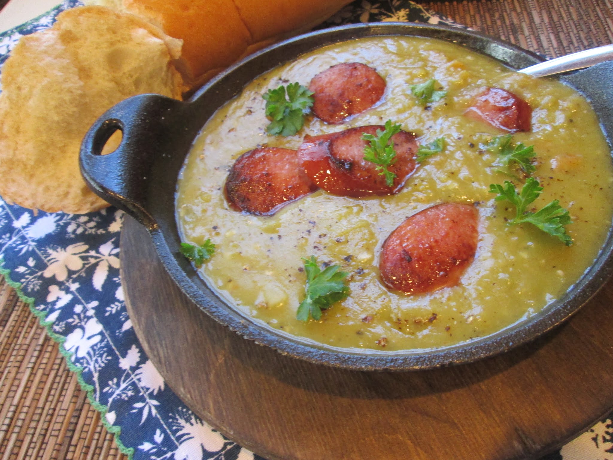 Stirring the Pot Split Pea Soup with Crispy Kielbasa {And A California