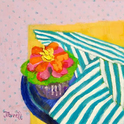 A cupcake oil painting done in the fauve impressionist impasto style of Vincent Van Gogh