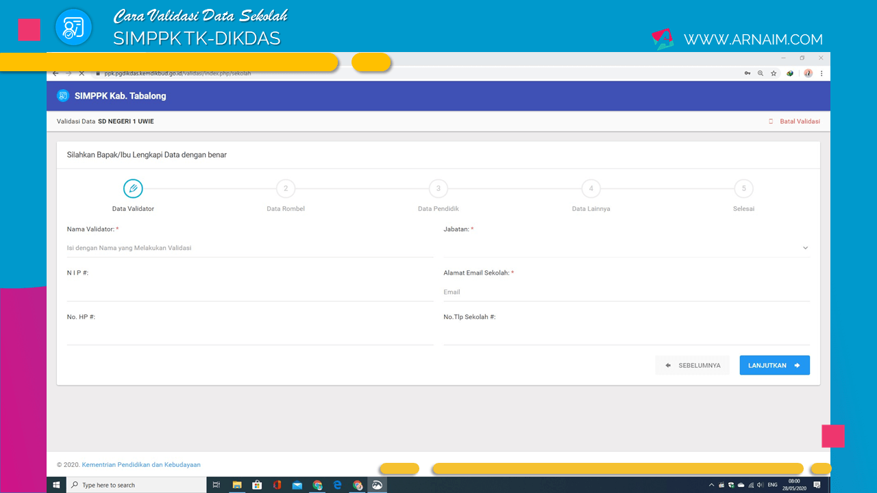 Cara Validasi Data Sekolah Simppk Tk Dikdas Arnaim Com