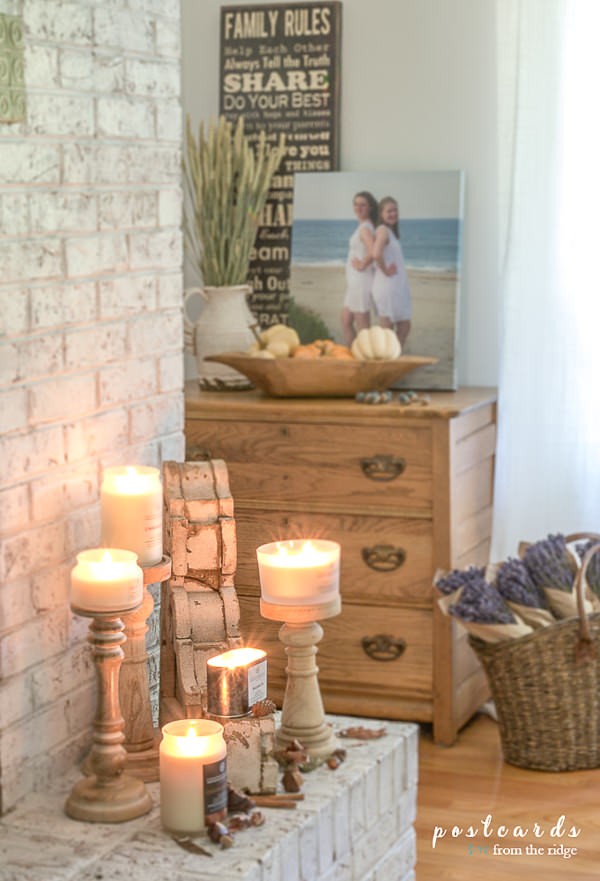 wooden pedestal candle holders with jar candles
