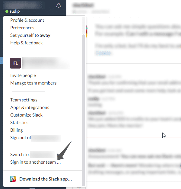 Trucs et astuces Slack - Se connecter à plusieurs équipes