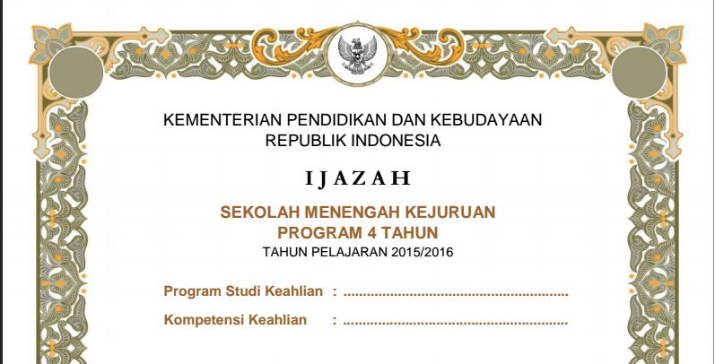 Contoh Format Ijazah SMK 2016 - Komunitas SMK Kabupaten 
