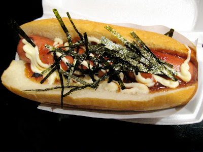 A delicious hot dog from the kitchen of the new in New York Japadog