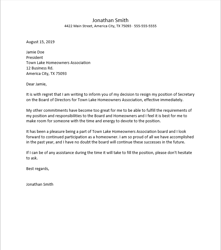 Board Member Removal Letter Template ~ Resume Letter