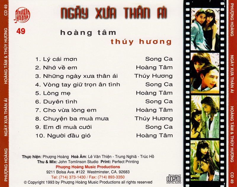 Phượng Hoàng CD 049 - Hoàng Tâm, Thúy Hương - Ngày Xưa Thân Ái ~ CD ...