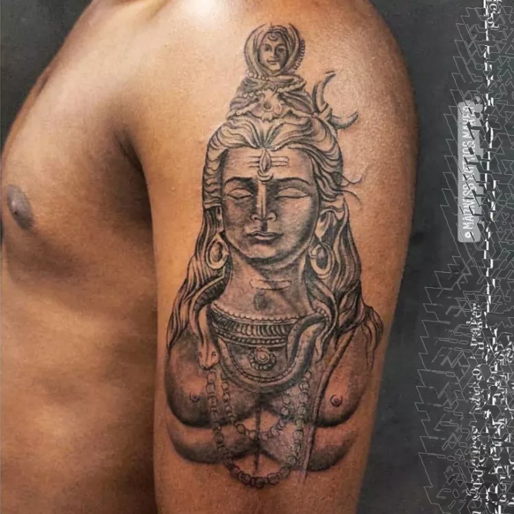 Shiva Shankar hand tattoo design. Shiva tattoo on shoulder