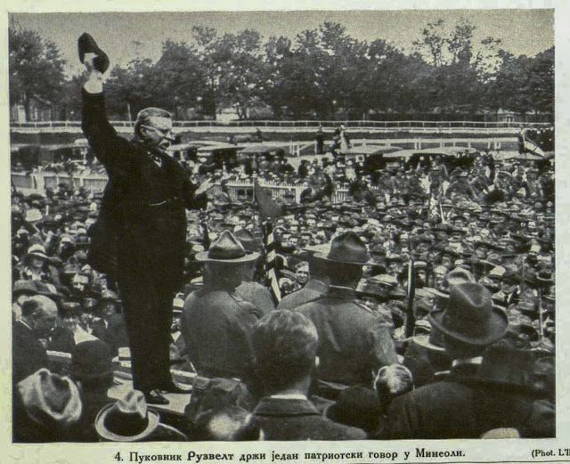 Colonel Roosevelt makes a patriotic speech in Mineola