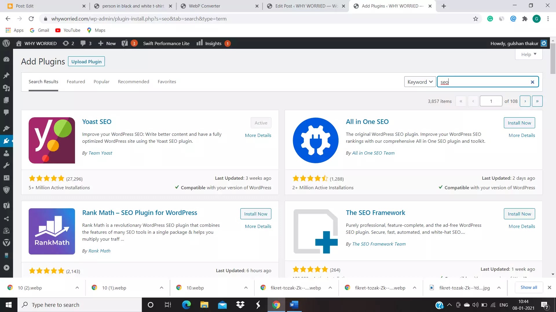 plugin page in WordPress and SEO plugins image