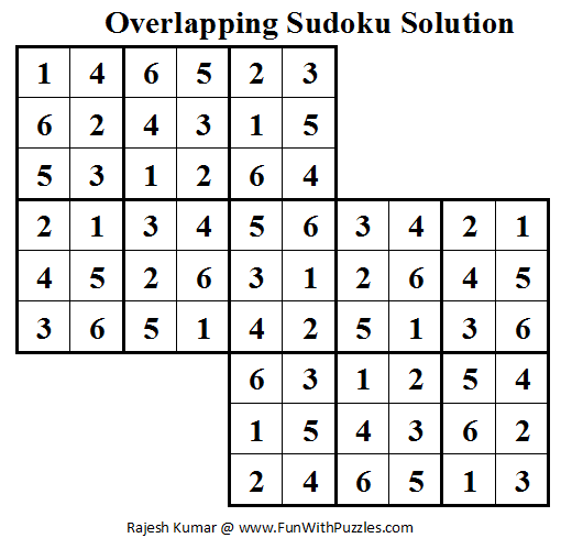 Overlapping Sudoku (Mini Sudoku Series #15) Solution