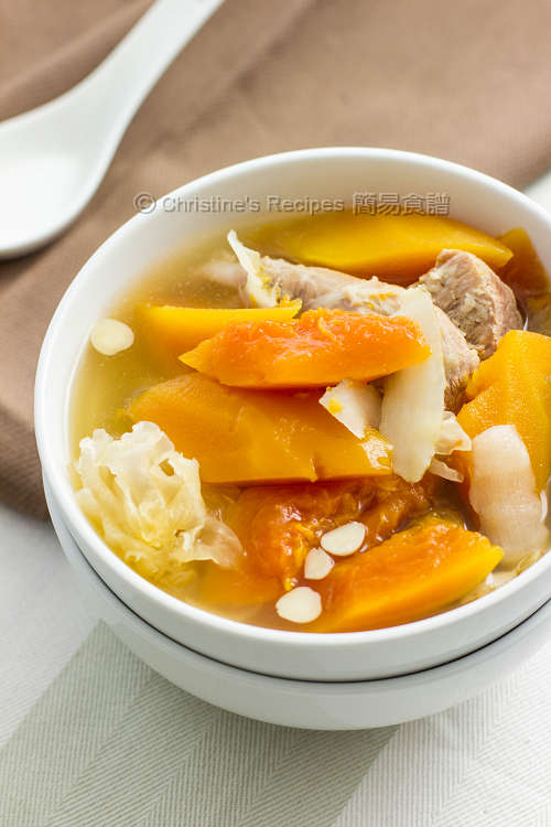 木瓜雪耳南北杏玉竹豬展湯【清潤有益】Red Papaya Soup | 簡易食譜- 基絲汀: 中西各式家常菜譜 木瓜雪耳南北杏玉竹豬展湯【清潤有益】Red Papaya Soup | 簡易食譜- 基絲汀: 中西各式家常菜譜