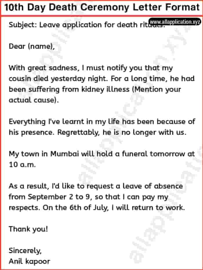 10th Day Death Ceremony Letter Format [2023]