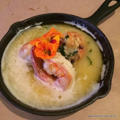 prawns in garlic-butter sauce at Aquarelle Cafe & Wine Bar in Boonville, California