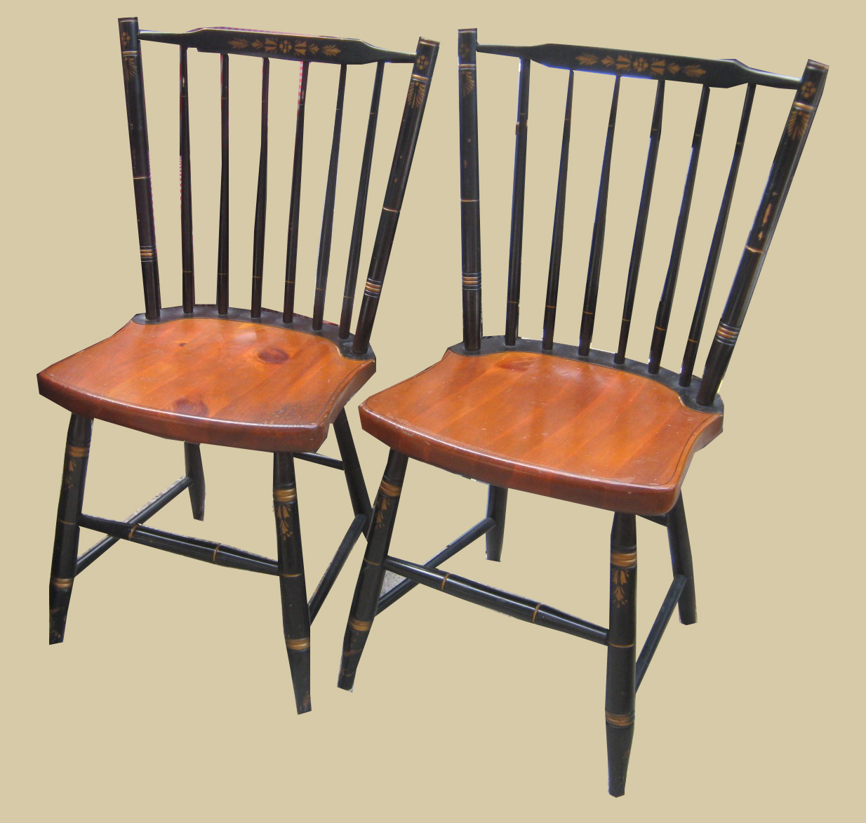 Uhuru Furniture Collectibles Pair Of L Hitchcock Chairs SOLD
