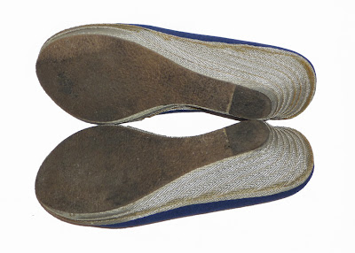 pantofi cu platforma din material textil de culoare albastra, masura 38