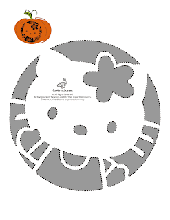 Hello Kitty carved jack o'lantern pumpkin stencil template