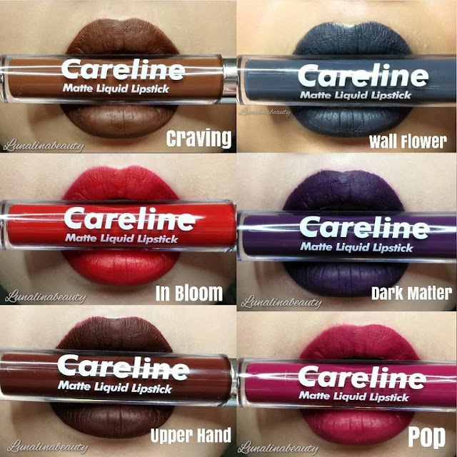 Careline Matte Liquid Lipstick Swatches