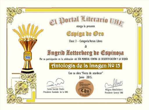 La "Espiga de oro" ...Primer puesto en el foro "Unión Hispano mundial de escritores"