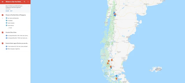 Patagonia Birds Map