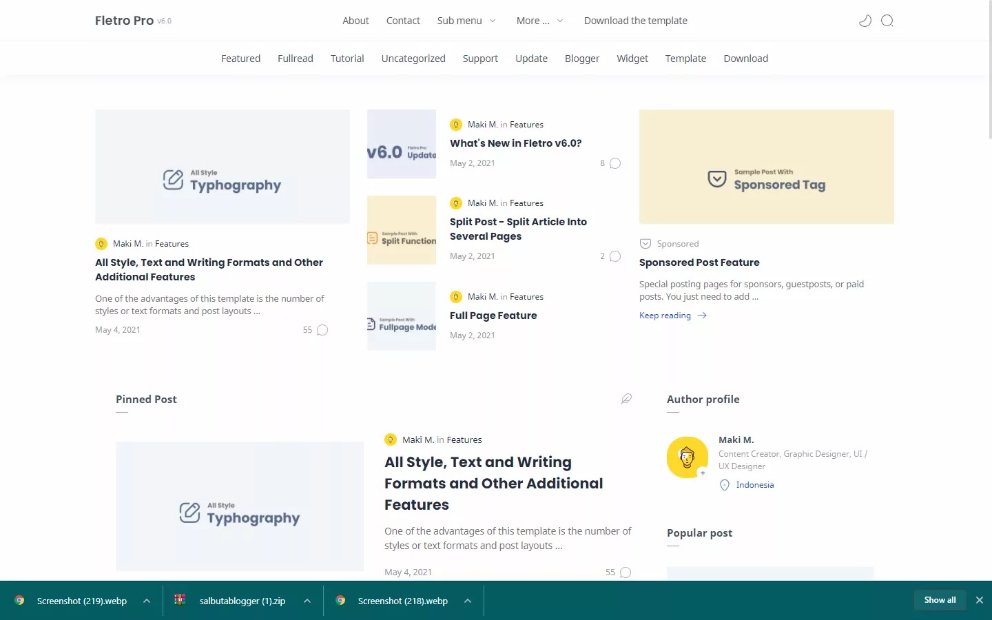 300+ Professional Blogger Templates - Amp, SEO Friendly, Responsive, and Fast Loading Template Fletro Pro v5.5
