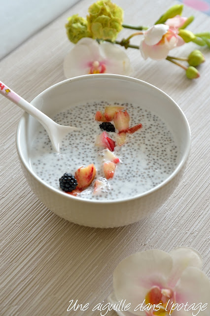 Pouding de chia au lait de coco et fruits de saison 