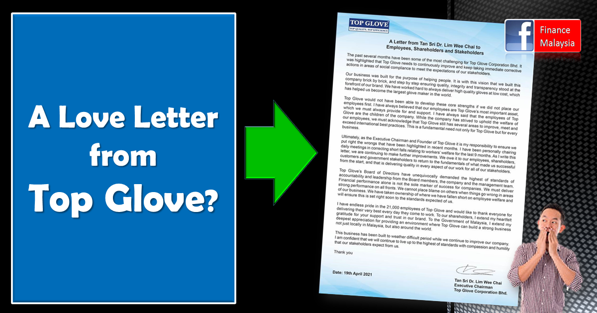 Finance Malaysia Blogspot A Letter from Top Glove's Tan Sri Dr. Lim