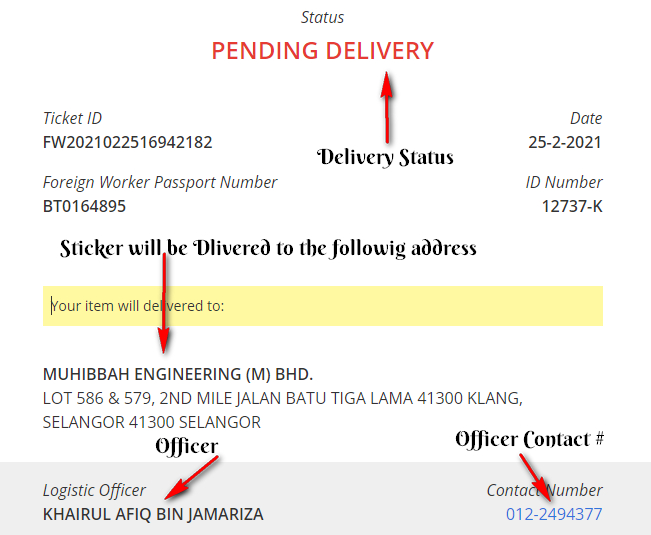 Myeg delivery status