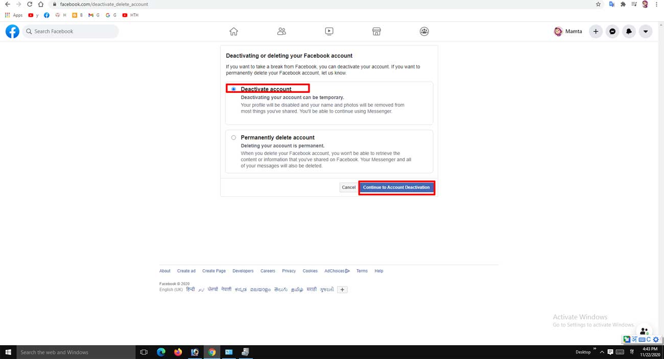 How to Deactivate Facebook on Computer?