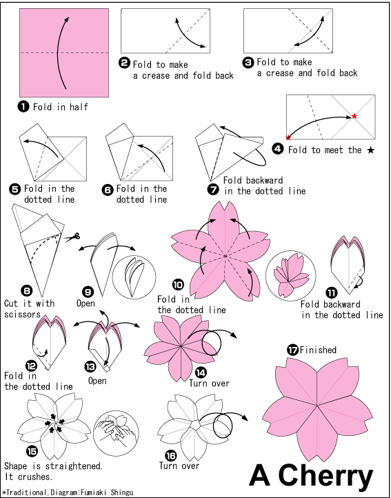 Cara Membuat Origami  Bunga  Sakura  Cherry Cara Membuat 