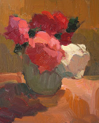 vase flowers painting townsend kathryn paintings studio flower oil roses board