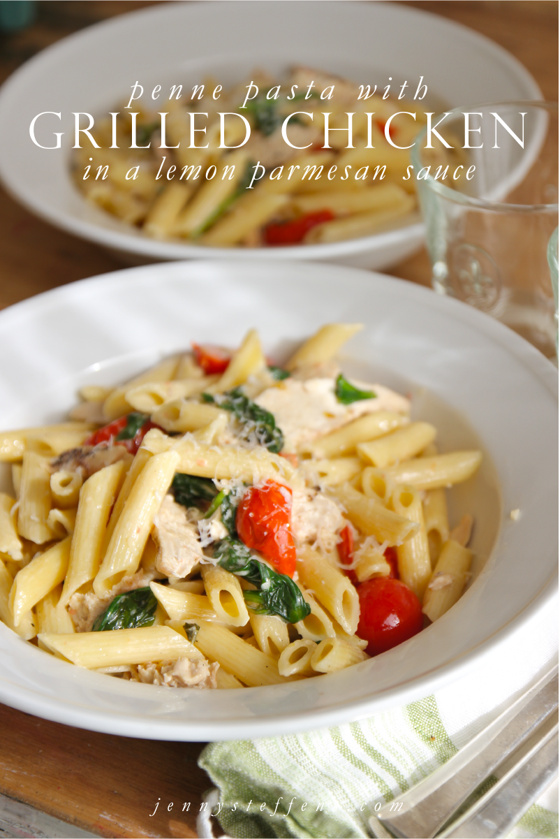 Jenny Steffens Hobick: Penne with Grilled Chicken, Spinach & Cherry