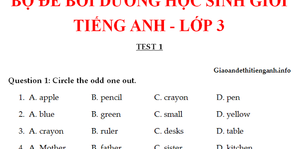 [EBOOK][ DOC ] BỘ ĐỀ BỒI DƯỠNG HỌC SINH GIỎI ENGLISH 3