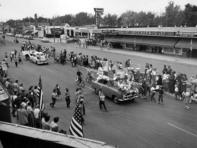 Colfax Avenue Parade at Colfax Avenue and Emporia Street, 1953