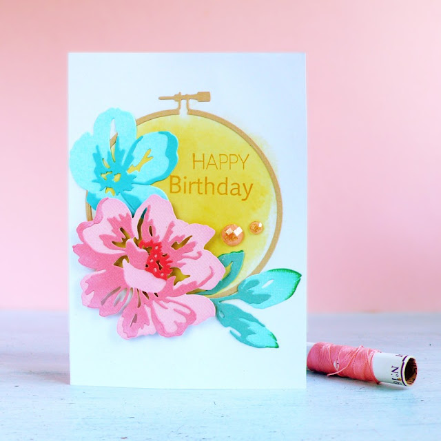 Card con fustelle fiori sfumati - Card floral layers
