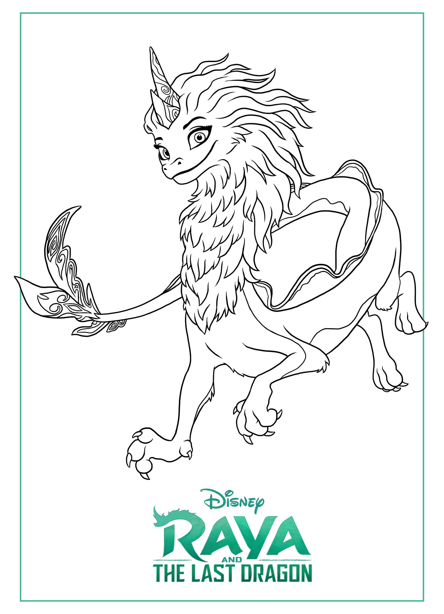 Raya And The Last Dragon Coloring Pages Sisu Easy Dragon Drawings ...