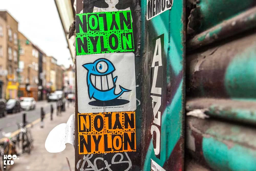 Street Artist Pez stickers in Shoreditch, London