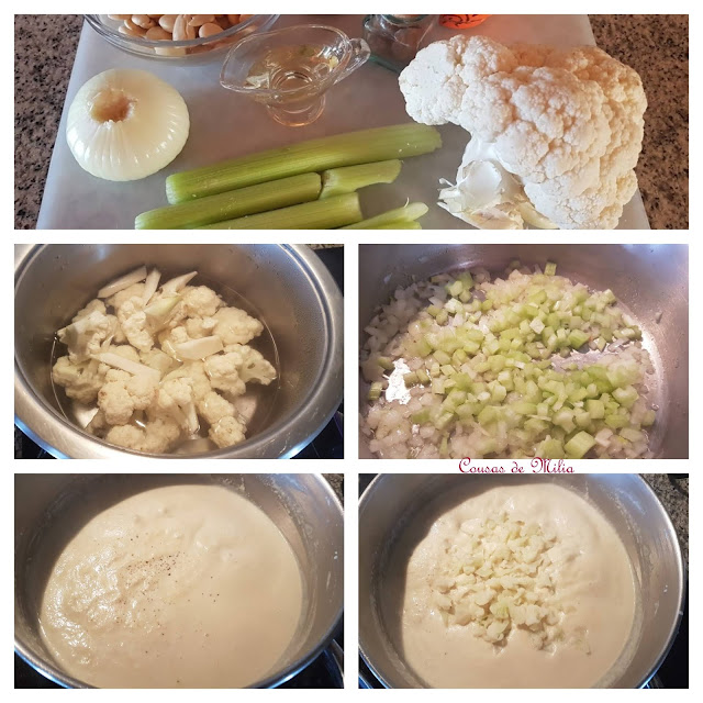 Sopa de  coliflor y almendras