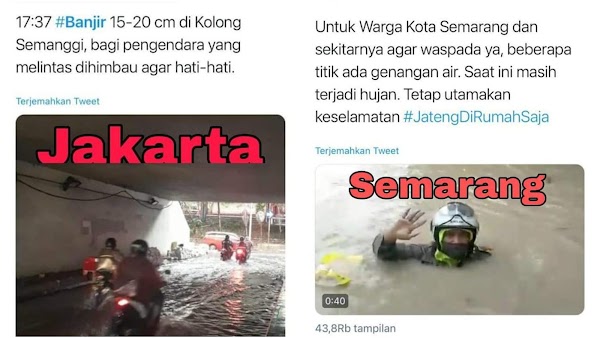 Genangan 15-20 cm di Jakarta Disebut Banjir, di Semarang Sedalam 1,5 meter Dibilang Genangan