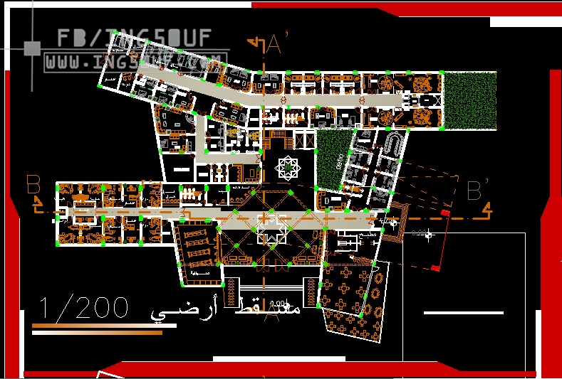 مخططات معمارية مستشفى الطوارئ emergency hospital اوتوكاد dwg