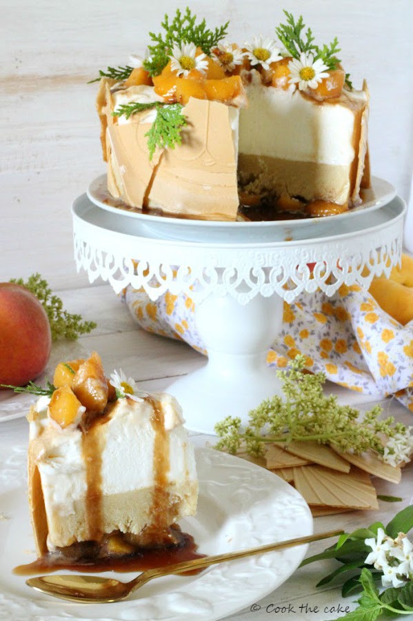 peaches-semifreddo, tarta-helada-de-melocoton, summer-dessert, icecream-peache-tart