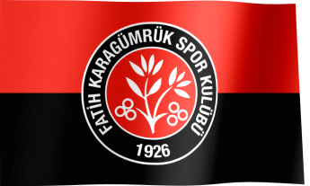 The waving flag of Fatih Karagümrük S.K. with the logo (Animated GIF) (Fatih Karagümrük Bayrağı)