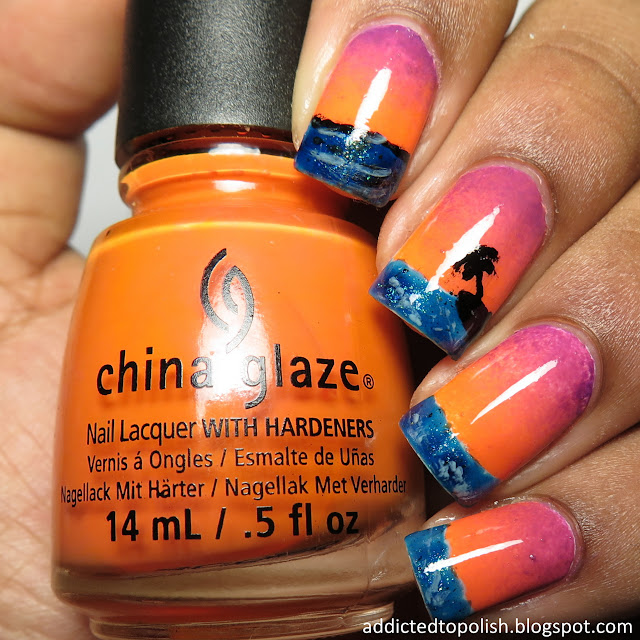 ocean sunset nails