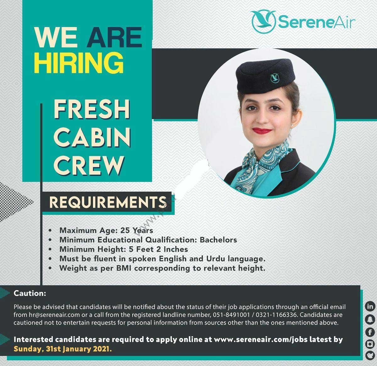Serene Airline jobs 2021Advertisement join Serene Airlines 2021 Cabin Crew, Air Hostess